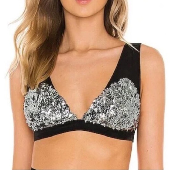 Free People Other - NWT Free People silver sequin bra medium